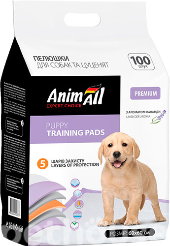 AnimAll Пелюшки з ароматом лаванди для цуценят та дорослих собак