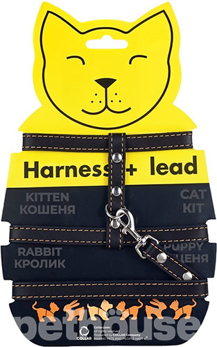 Collar Шлея з повідцем для котів, тхорів та гризунів, чорна