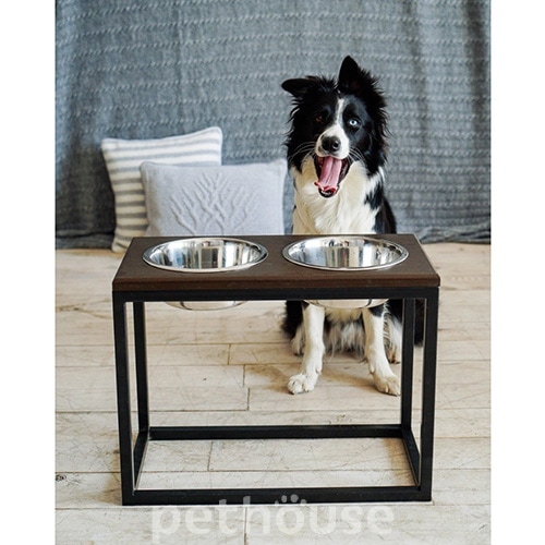 Harley and Cho Миски на підставці Lunch Bar Brown wood + Black