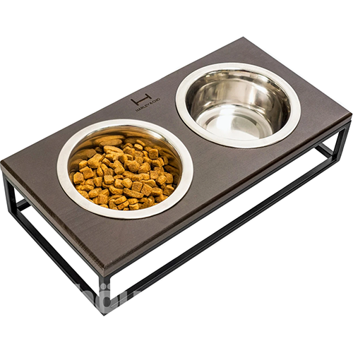 Harley and Cho Миски на підставці Lunch Bar Brown wood + Black