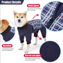 Без бренда Комбінезон/попона для собак DoubleWin Recovery Suit Plaid Blue L