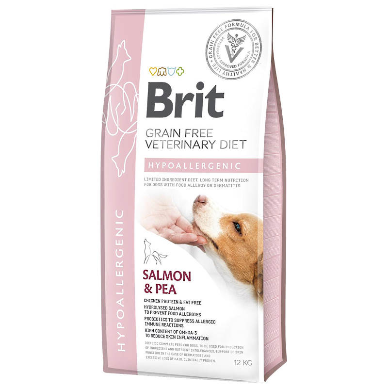 Brit Grain Free Veterinary Diets Brit GF Veterinary Diet (Брит Ветеринари Диет) Dog Hypoallergenic - Беззерновая диета при пищевой аллергии с лососем, горохом и гречкой для собак (12 кг)