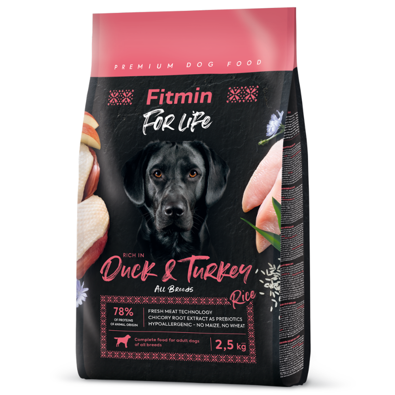 Fitmin Dog For Life Duck &amp;amp; Turkey - Сухой корм из утки и индейки для взрослых собак всех пород (12 кг)