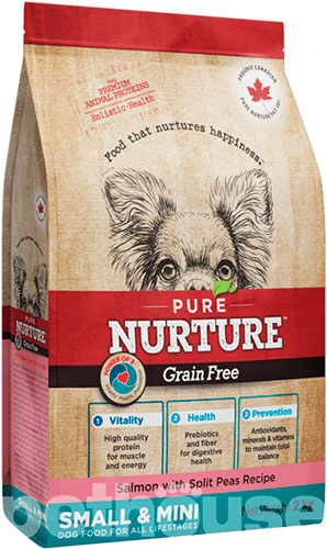 Pure Nurture Grain Free - Сухий беззерновий корм з лососем та колотим горохом для собак малих та міні-порід