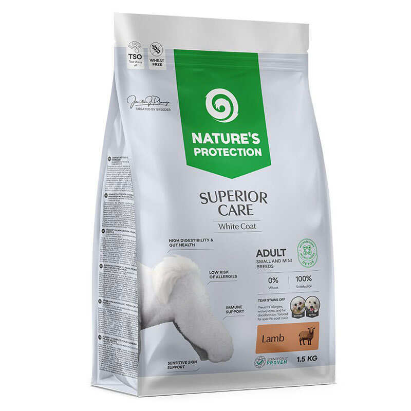 Nature's Protection Nature&amp;#039;s Protection Superior Care White Dogs Adult Small and Mini Breeds - Сухой корм с ягненком для взрослых собак малых пород c белой шерстью (17 кг)