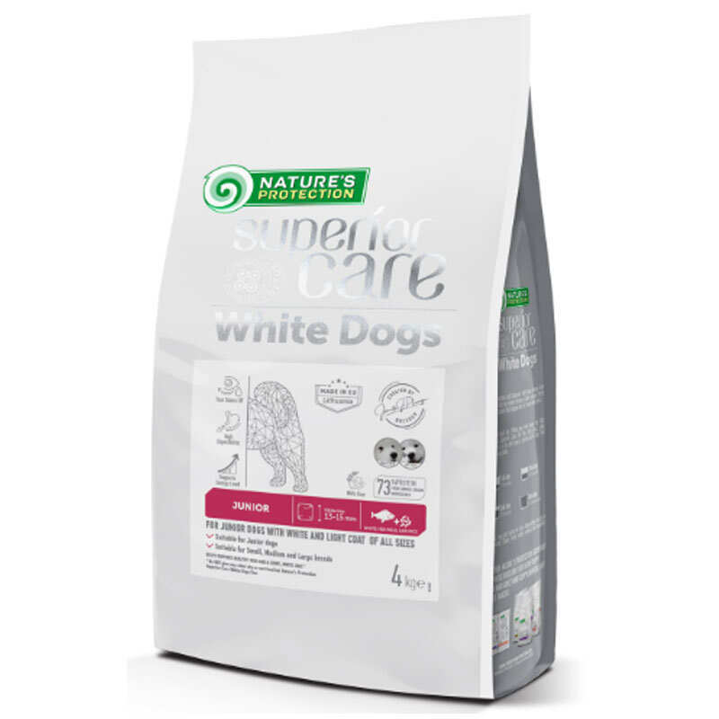 Nature's Protection Nature&amp;#039;s Protection Superior Care White Dogs White Fish Junior - Сухой корм с белой рыбой для юниоров с белым окрасом (4 кг)