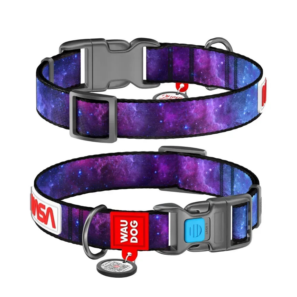 Нашийник для собак COLLAR WOUDOG NASA21 Нейлон M - фіолетовий