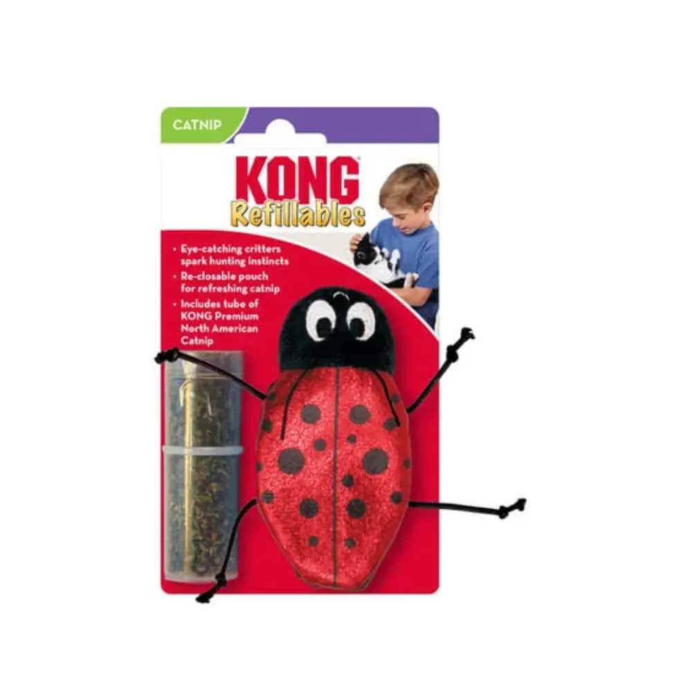 Kong Refillables Ladybug іграшка для котів 10,2х14 см - червоний