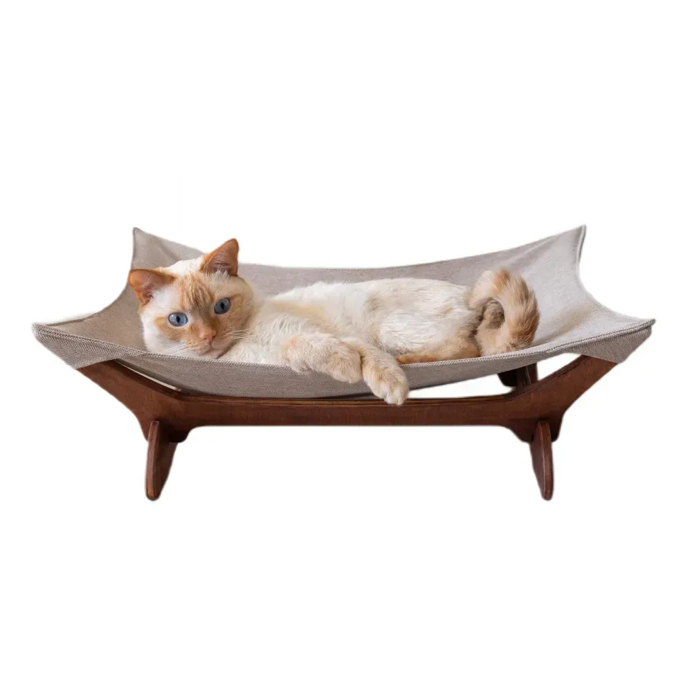 Гамак-лежак для котів PetJoy 55х45х18 см - коричнево-бежевий
