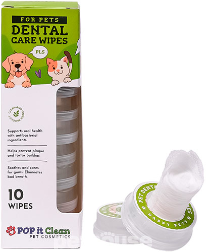 POP it Clean Dental Care Wipes Серветки для догляду за зубами котів і собак
