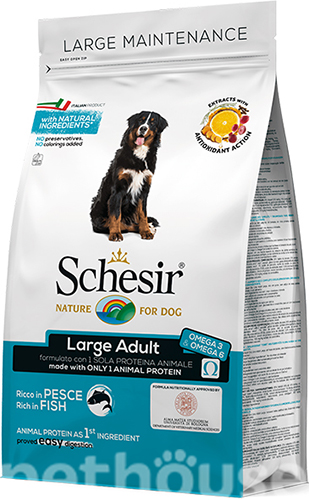 Schesir Dog Large Adult Fish - Сухий монопротеїновий корм з рибою для дорослих собак великих порід