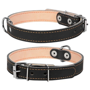 Нашийник для собак Collar Подвійний, шкіряний, чорний, XS (27–35 см; ширина 14 мм), з металевою фурнітурою та 3 прикрасами