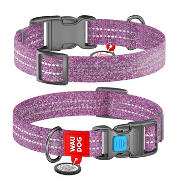 Нашийник Waudog Re-cotton з QR паспортом/пластикова пряжка 20 мм х 28-40 см Фіолетовий (02889 Col)