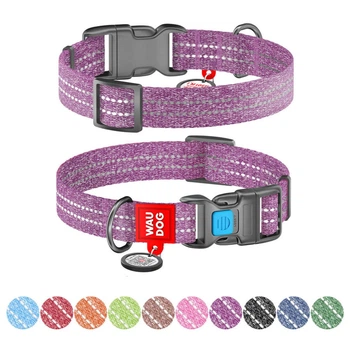 Нашийник Waudog Re-cotton з QR паспортом/пластикова пряжка 20 мм х 28-40 см Фіолетовий (02889 Col)