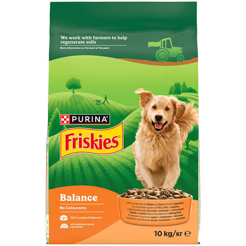 Friskies Balance – Сухий повнораціонний корм з куркою, яловичиною та овочами для дорослих собак