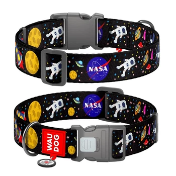 Нашийник для собак WAUDOG Nylon NASA XXL чорний 35 мм, довжина 46–70 см, пластиковий фастекс, QR-паспорт 284-0047