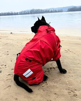 Одяг для собак дощовик “HUNTER D RED”. SKU 004377. Розмір 2XS. Your Stylish Hunter. Комбінезон дощовик для собак середніх та великих порід, від спаніелю та корги до вівчарки та алабаю.