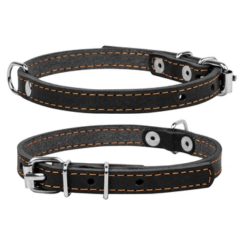 Нашийник для котів CoLLaR, шкіряний, регульований 22–30 см (XS), ширина 10 мм, чорний