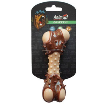 Іграшка для собак AnimAll GrizZzly кісточка з ароматом м'яса, коричнева, 13.5 см