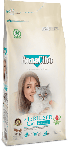BonaCibo Adult Sterilized Cat Salmon – корм для стерилізованих котів з лососем 2 кг