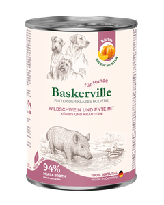 Baskerville Корм з качка м'ясо та м'ясні субпродукти м'ясо дикого кабана для собак