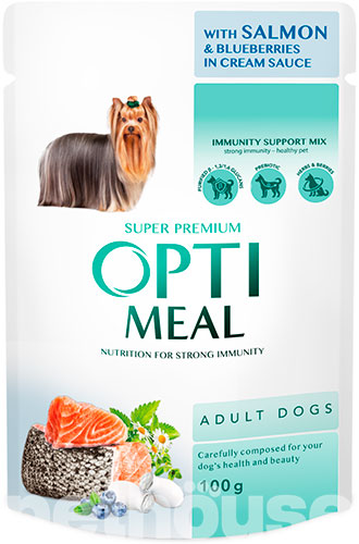 Optimeal Вологий корм (шматочки в соусі) з лососем для собак