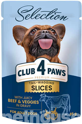 Club 4 Paws Вологий корм (шматочки в соусі) з яловичиною для собак