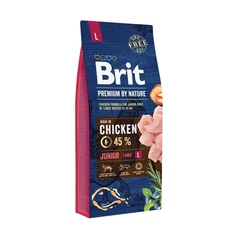 Корм сухий Brit Premium Dog Junior L для цуценят та молодих собак великих порід від 1 до 24 місяців вагою 25-45 кг з куркою