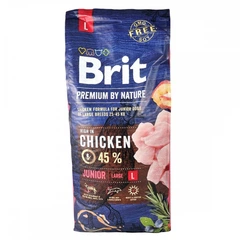 Корм сухий Brit Premium Dog Junior L для цуценят та молодих собак великих порід від 1 до 24 місяців вагою 25-45 кг з куркою