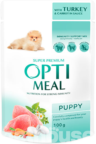 Optimeal Вологий корм (шматочки в соусі) з індичкою для собак
