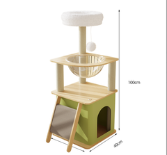 Без бренду Кігтеточка-комплекс для кота (Cat Tree) з поличками та будиночком стійка конструкція Volso Y-25