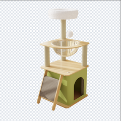 Без бренду Кігтеточка-комплекс для кота (Cat Tree) з поличками та будиночком стійка конструкція Volso Y-25