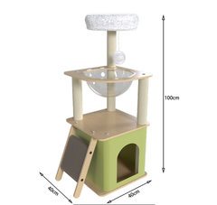 Без бренду Кігтеточка-комплекс для кота (Cat Tree) з поличками та будиночком стійка конструкція Volso Y-25