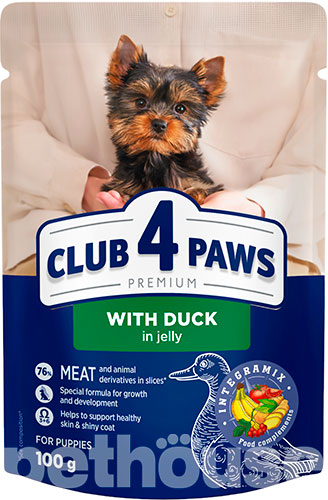 Club 4 Paws Вологий корм (шматочки в желе) з качкою для собак малих порід