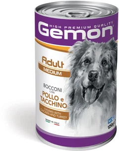 Упаковка вологого корму для собак Gemon Dog Medium Adult Chicen/turkey зі смаком курки та індички 1250 г (8009470387927)
