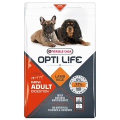 Versele Laga Сухий суперпреміум корм Opti Life Adult Digestion Mini - для собак з чутливим травленням міні та малих порід, з ягням та рисом 2.5 кг (5410340311349)