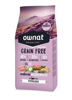 Сухий беззерновий корм Ownat Grain Free для стерилізованих котів з куркою та індичкою 1 кг
