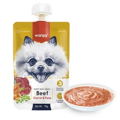 Рідкий корм для собак Wanpy Beef Carrot & Pea крем-пюре яловичина з морквою, 90 г (6927749870227)