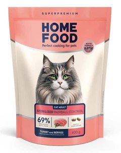 Корм для стерилізованих котів Home Food Hairball Control Виведення шерсті 0,4кг (4820290090026)