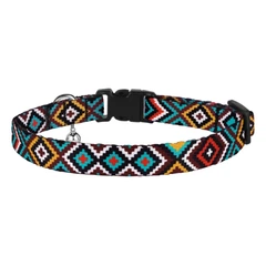Нашийник Для Котів BronzeDog Urban Tribal Нейлоновий з Пластиковою Пряжкою та Дзвіночком Ментоловий 10 мм 18-28 см (49/1373)