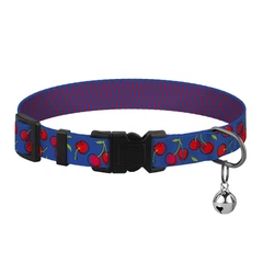 Ошийник для Котів BronzeDog Urban Fruits Нейлоновий з Пластиковою Пряжкою та Дзвіночком Вишні 10 мм 18-28 см (49/8628)