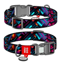 Collar Нашийник для собак нейлоновий WAUDOG Nylon з QR паспортом, малюнок Нескінченні світи пластиковий фастекс Ширина 20 мм Довжина 28-40 см