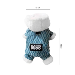 Комбінезон з капюшоном для собак Lesko Moo 2410SXMJ0172 Blue S тедді з петлею для повідця