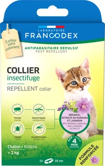 Ошейник LABORATOIRE FRANCODEX Repellent Collar з репелентною дією від бліх і кліщів для котят з гераніолом, 35 ​​см