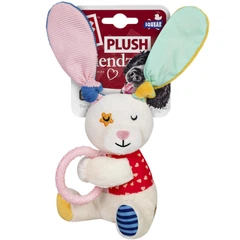 Іграшка для собак Зайчик з кільцем та пищалкою GiGwi Plush, текстиль, термопластична гума, 16 см