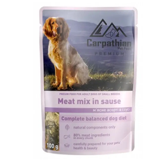 Carpathian Pet Food Вологий корм (шматочки в соусі) з курка м'ясо та м'ясні субпродукти риба індичка яловичина для дорослих собак малих порід