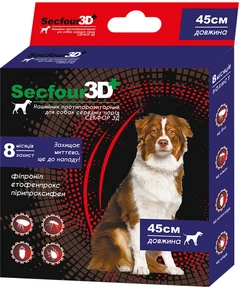 Fipromax Нашийник Secfour 3D для собак 45 см (етофенпрокс/фіпроніл/пірипроксифен),захист від бліх і кліщів 8 міс (НФ-00003603 (S-736)) (4820150207366)