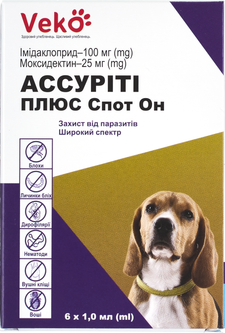 Каплі Veko Ассуріті Плюс Спот Он для собак 4-10 кг 3 х 1.0 мл (5000159541855)