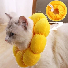 Мягкий воротник-подушка для кошек Lesko DT1001 L Yellow послеоперационный защитный от вылизывания