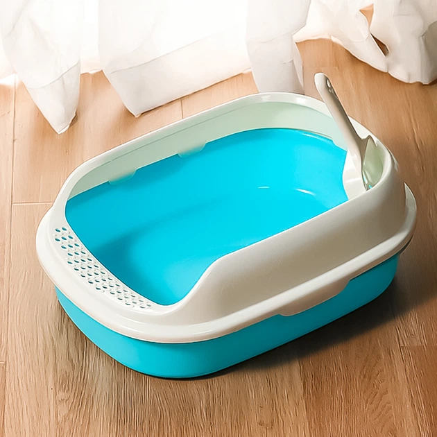 Туалет для кішок з лопаткою Taotaopets 226611 Blue 40х29х13, 5 см домашніх тварин